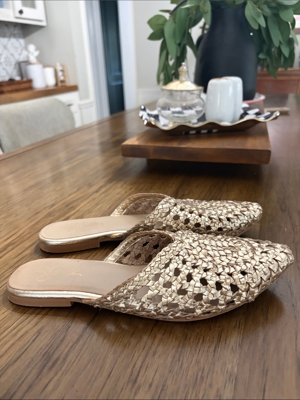 42 Gold Charmed Mules - Picture 6 of 9